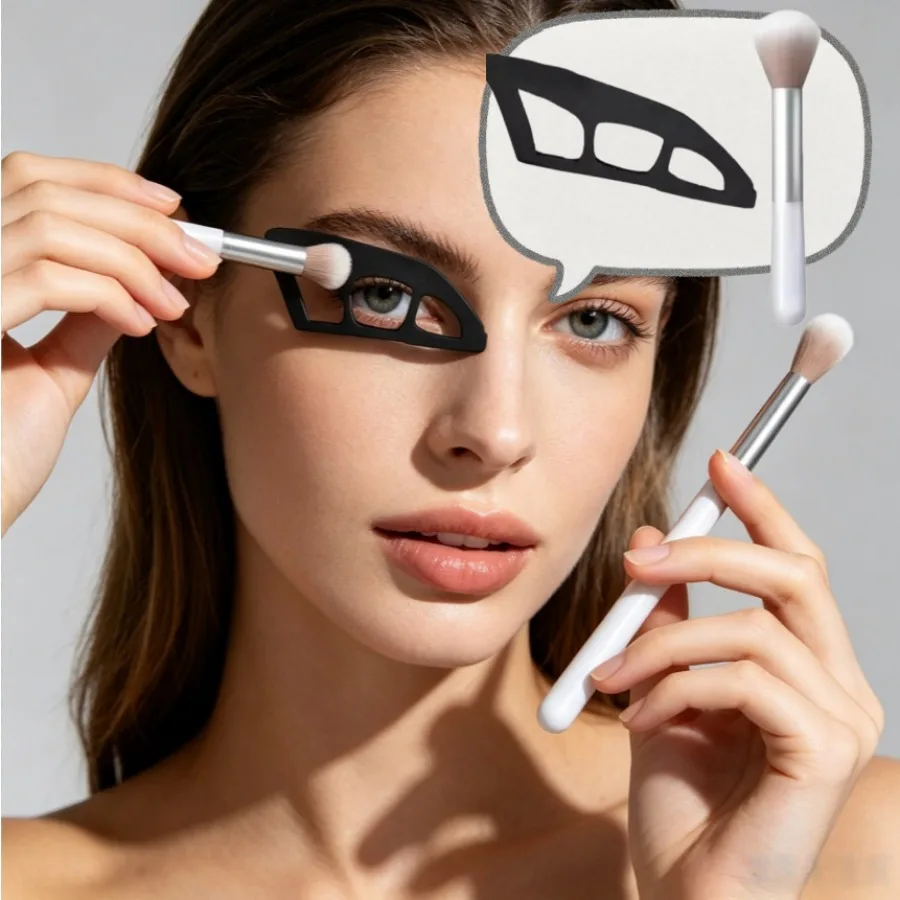 2-piece Set Female Eye Shadow Tool-Eyeshadow Brushes & Molds Multi-function Quick Eye Makeup Template Suitable for Beginners view 2