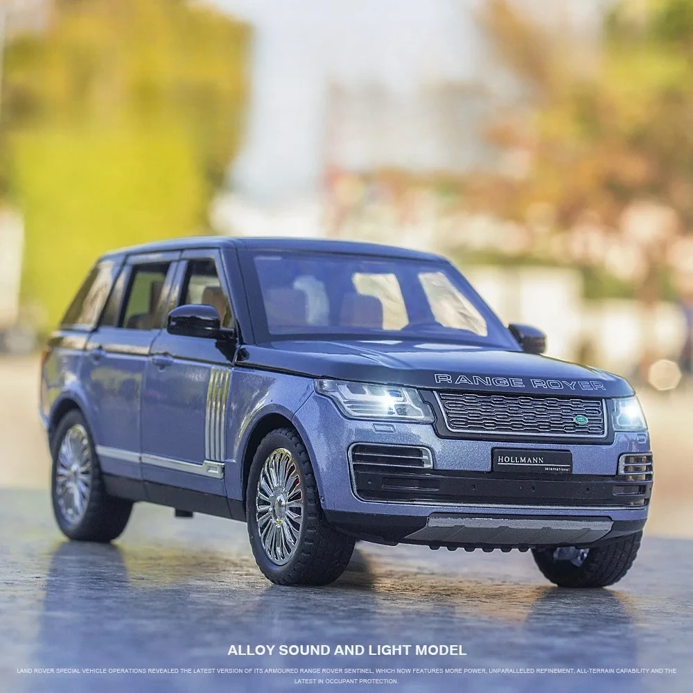 1:24 range rover veículo off-road diecast liga de metal modelo puxar para trás som luz carro crianças presente coleção a445 discast liga