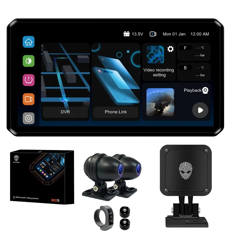 

AlienRider M2S Next Gen Motorcycle Media Console with 77G Millimeter Wave Radar for Real Time Blind Spot Alerts