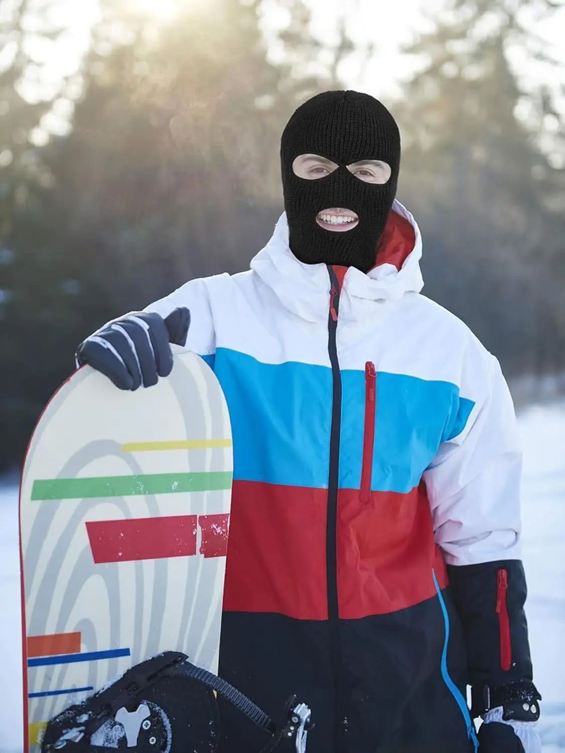 AliExpress NONE 3 Holes Ski Mask Full Face Cover Outdoor Balaclava Winter Knitted Neck Gaiter for Halloween Sports Cycling