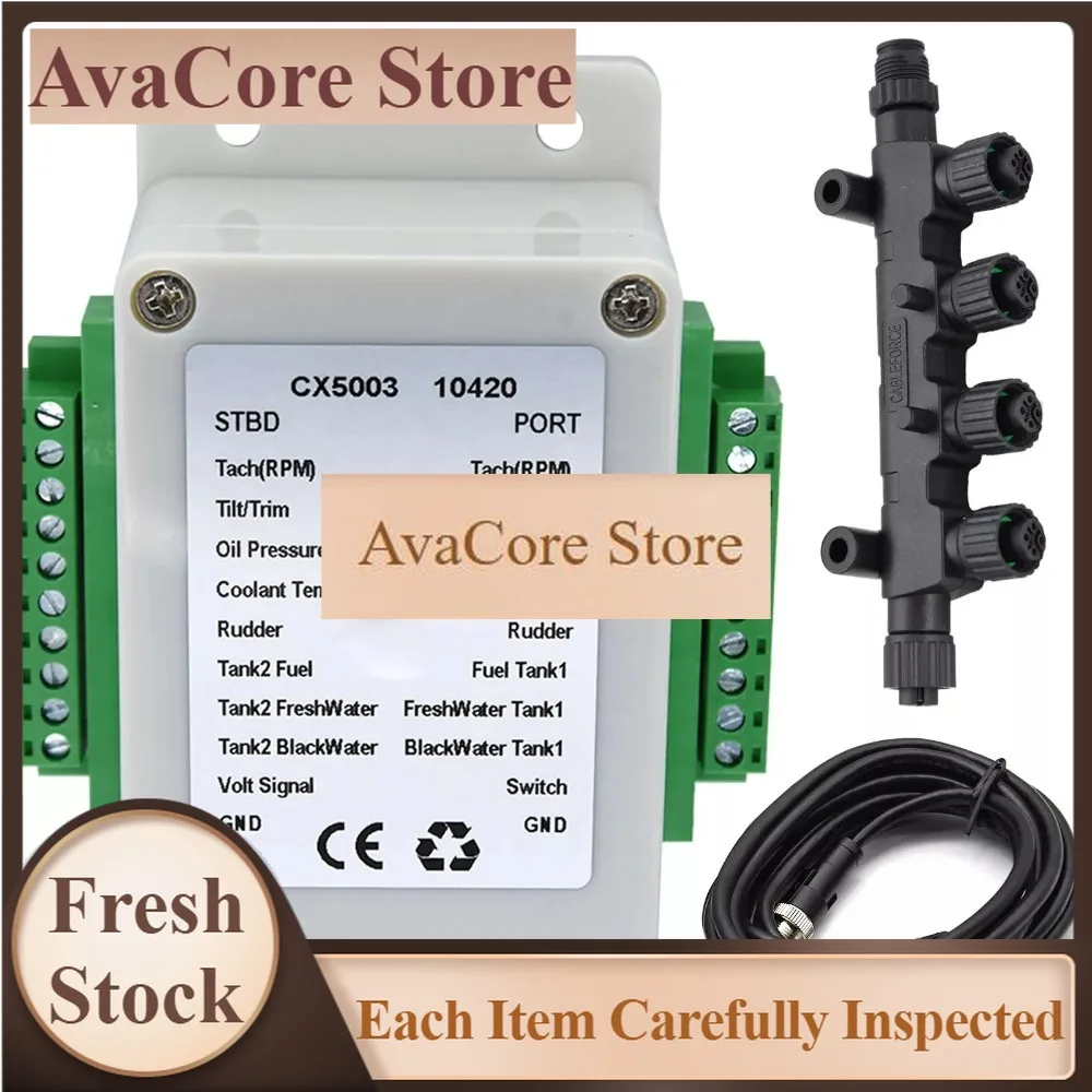 AvaCoreDual Channel NMEA2000 Converter /N2K Converter 0-190 Ohm To 18 Sensors W/ Cable