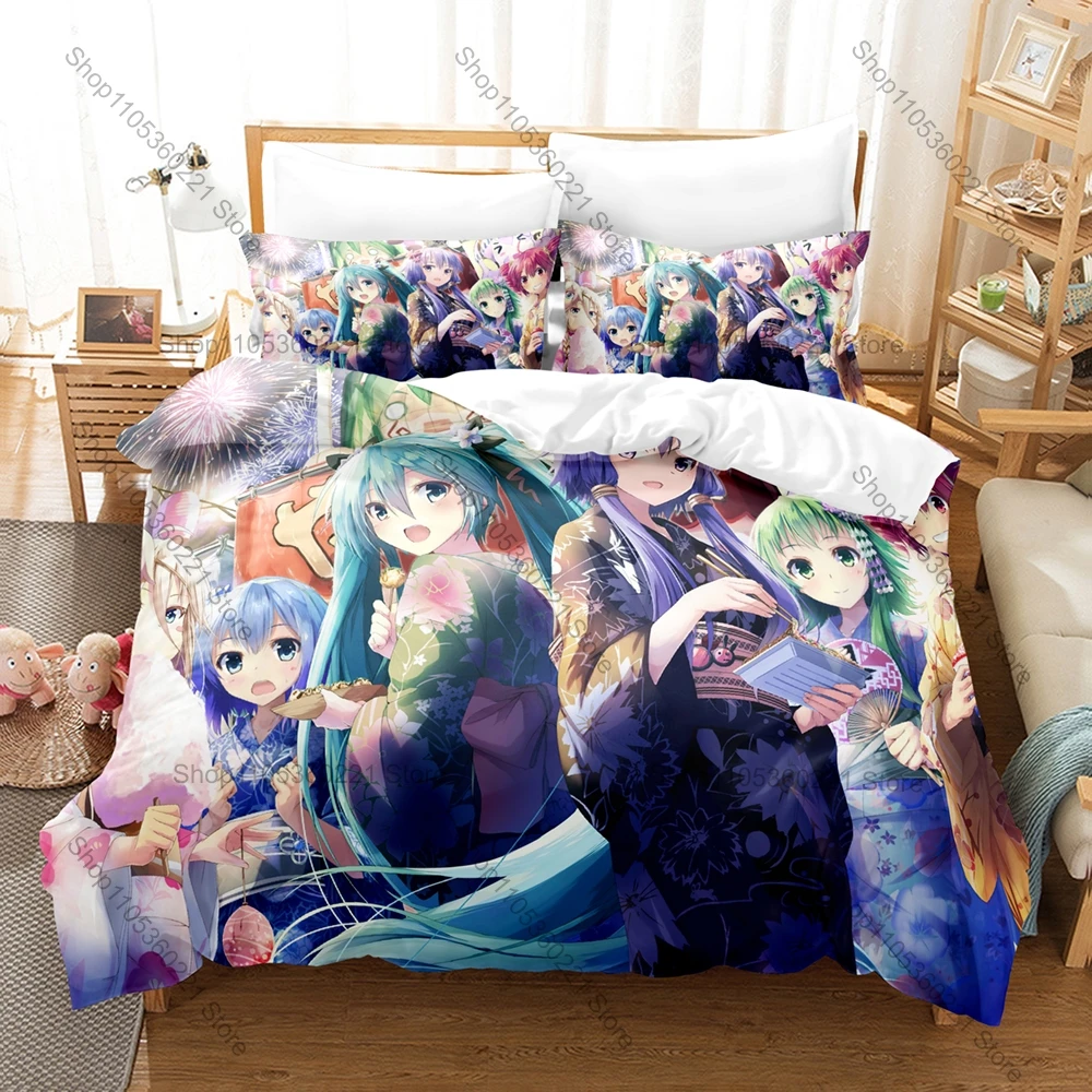 Kasane Teto Merch 3PCS Bedding Duvet Cover Hidden Zipper Pillowcases Synthesizer V AI Fan Quilt Set