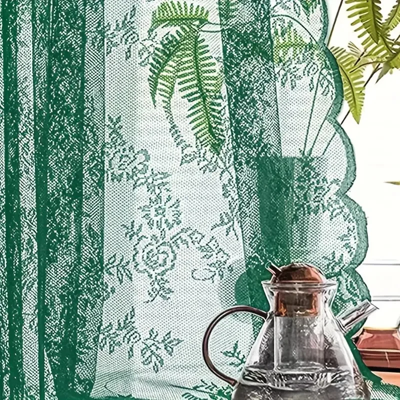 1-teilige Vintage-Vorhangpaneele mit floraler Stickerei und klarer Spitze – Privatsphäre und Lichtfilterung, maschinenwaschbar – Detail 14
