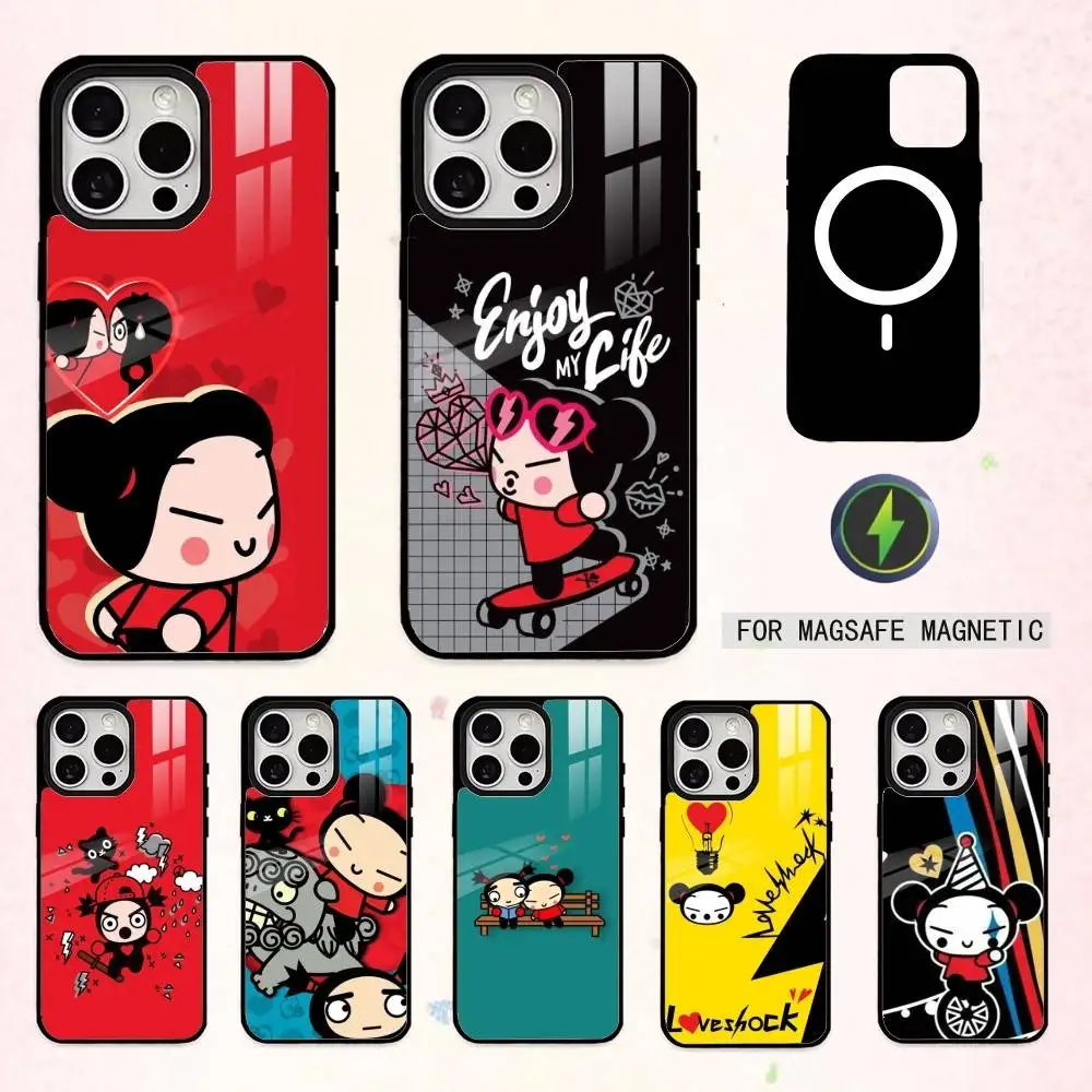 

Cute C-Cartoon Pucca G-Garu Phone Case For iPhone17,16,15,14,13,12,11 Plus,Pro Max Magnetic For Magsafe Wireless Charging