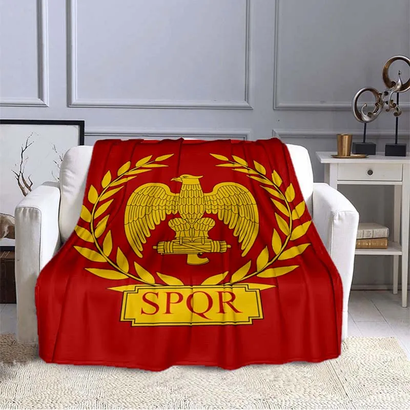 Rzymski spqr logo wzór nadrukowany ciepły cienki koc flanelowy przenośny wygodny ciepły koc koc piknikowy koc chłodzący