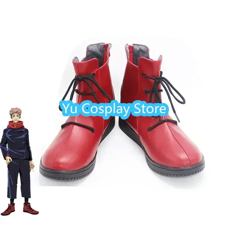 

Yu-Cosplay Yuji Itadori Red Boots Anime Cosplay Shoes Halloween Carnival PU Leather Shoes Cosplay Props Custom Made
