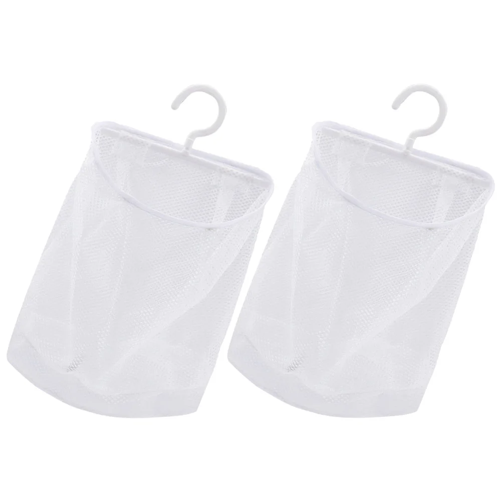 2 Pcs Bath Toys for Babies Storage Mesh Bag Kitchen Supplies Clothes Peg Pouch Hangable Holder White Shopping Vegetable