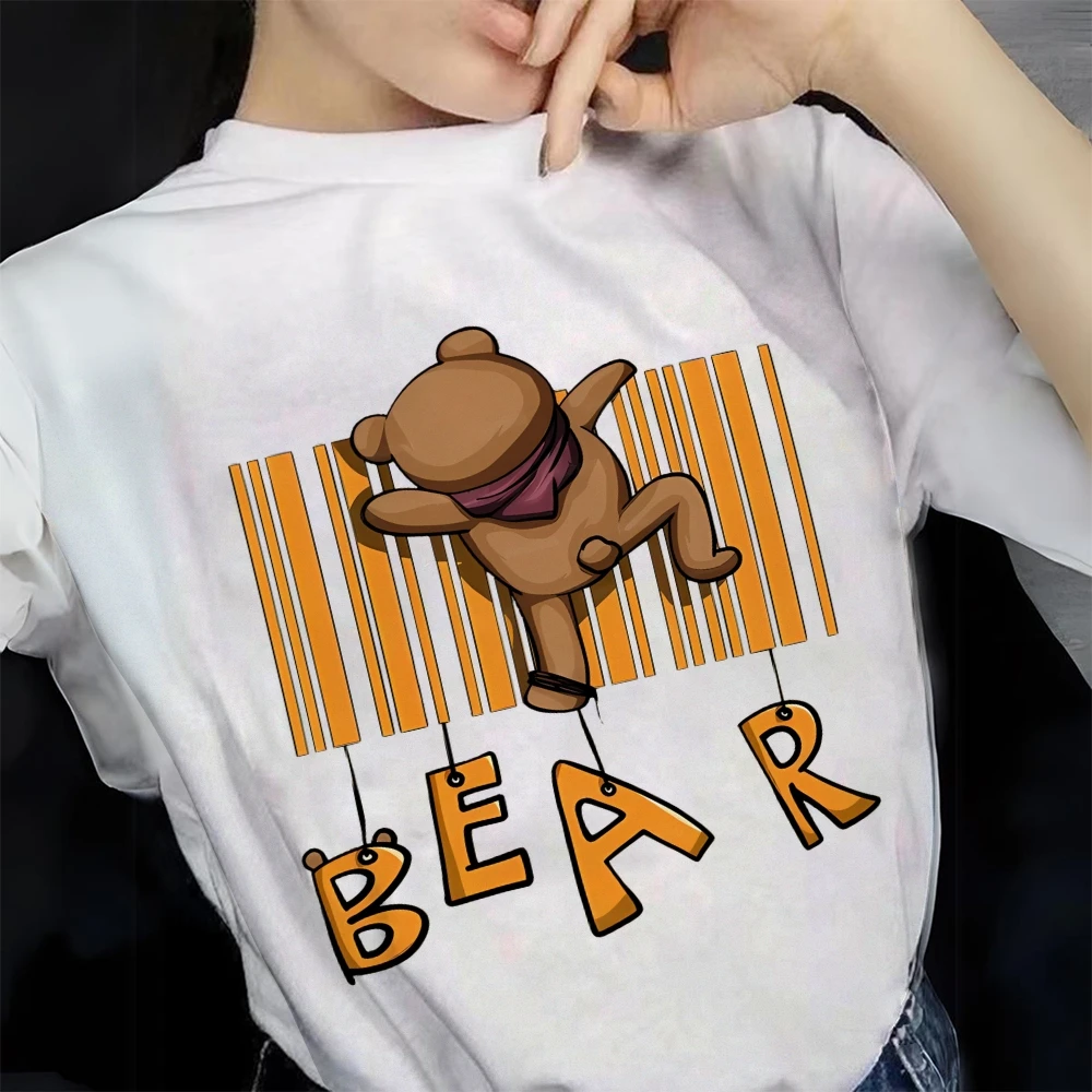 Gothic Washed Tee Women's Cute Bear on Chest Y2k Short Sleeve Top | Gothic Grunge T-Shirt | Dark Graphic Print
