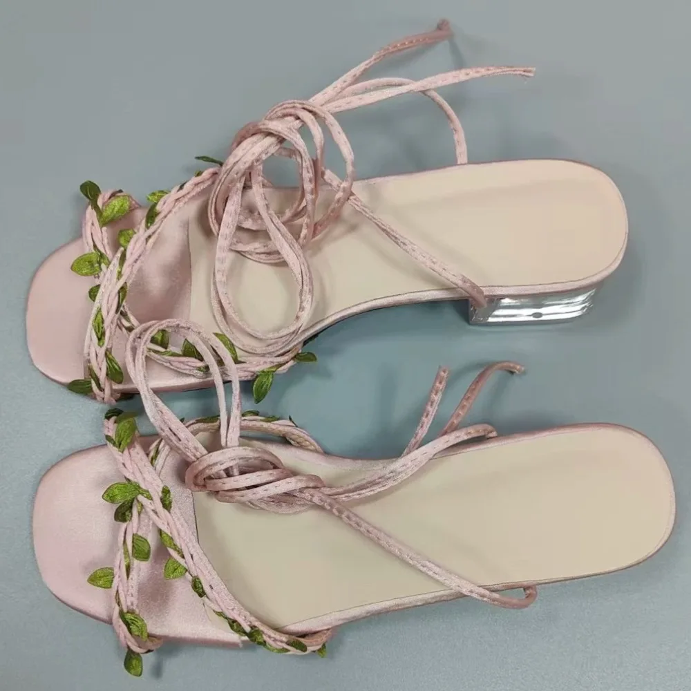 Women's Summer Sandals 2026 Strap on High Heeled Sandals European American Dance Festival Simulation Vine Party Women's Shoes