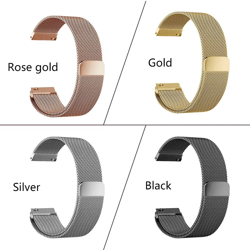 Mesh Milanese Loop Watchbands For Galaxy Watch 3 4 5 Band 16mm 18mm 20mm 22mm 4 Colors Bracelet Magnetic Closure Wrist Strap