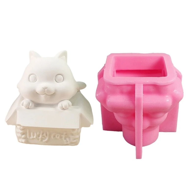 Molde cimento silicone, moldes para artesanato, estatuetas gatos adoráveis, moldes artesanais reutilizáveis, textura