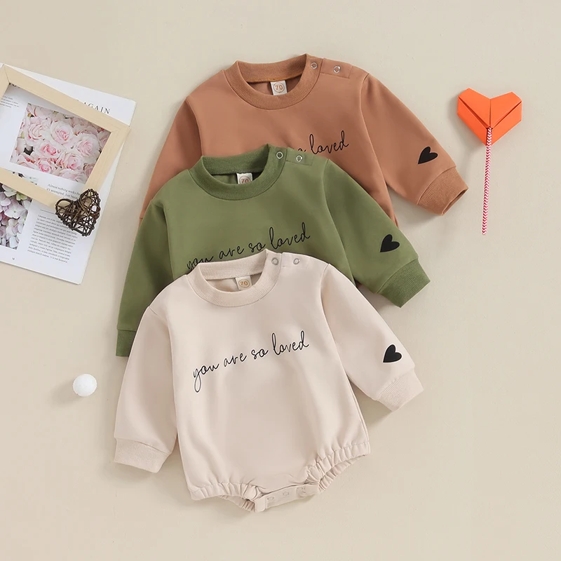 2023-09-26 Lioraitiin 0-18M Newborn Baby Boy Girls Sweatshirt Rompers Cotton Crewneck Letter Print Jumpsuits Baby Infant Clothes