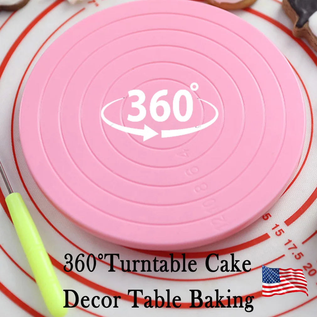 360 Degree Rotating Plate Turntable Display Stand Round Cake Stand Cake Decorating Rotary Table Kitchen Baking Tool 14 cm