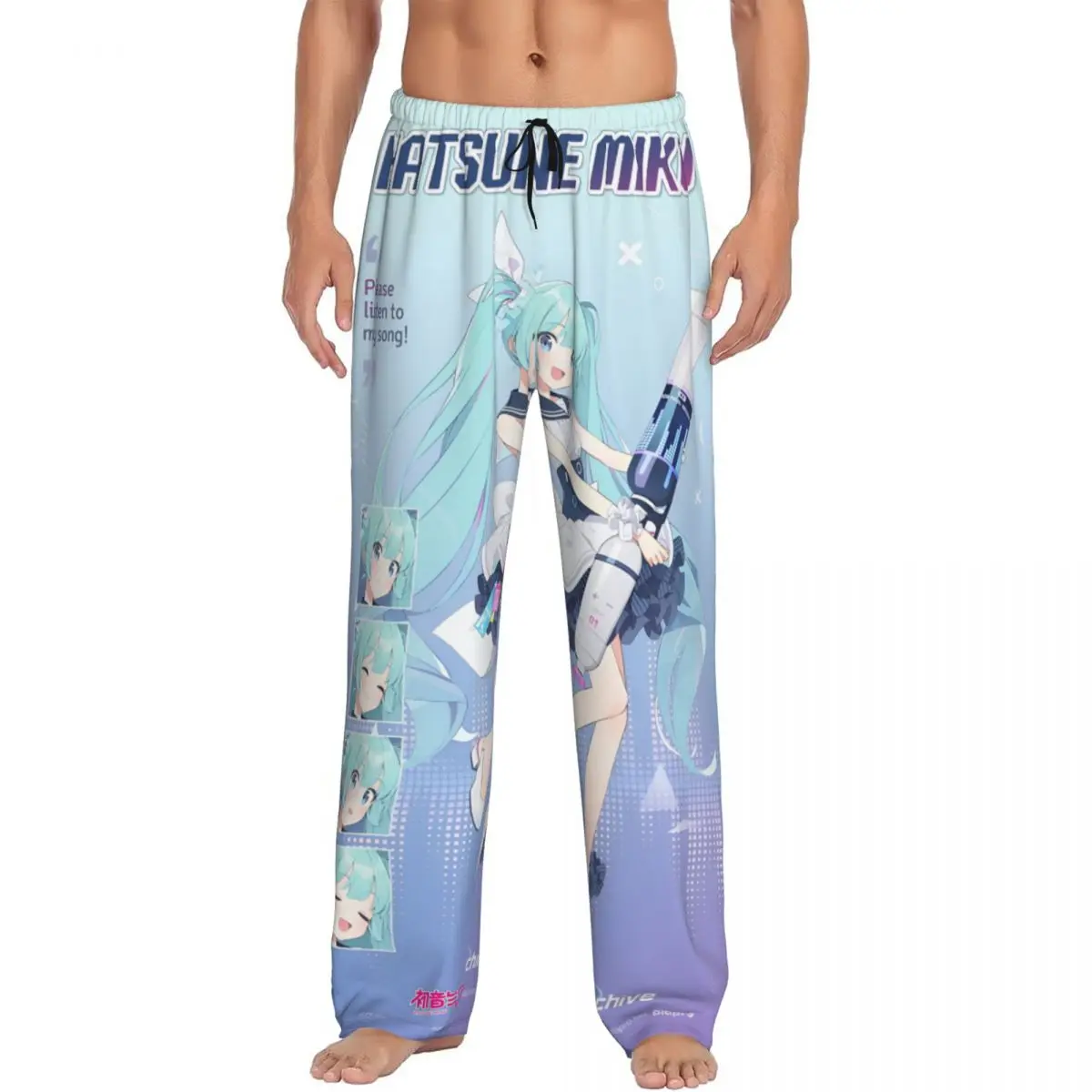 

Мужские пижамные штаны Custom H-Hatsunes с принтом Мику, певицы, музыки, мультфильмов, аниме, для отдыха и сна, эластичные, с карманами