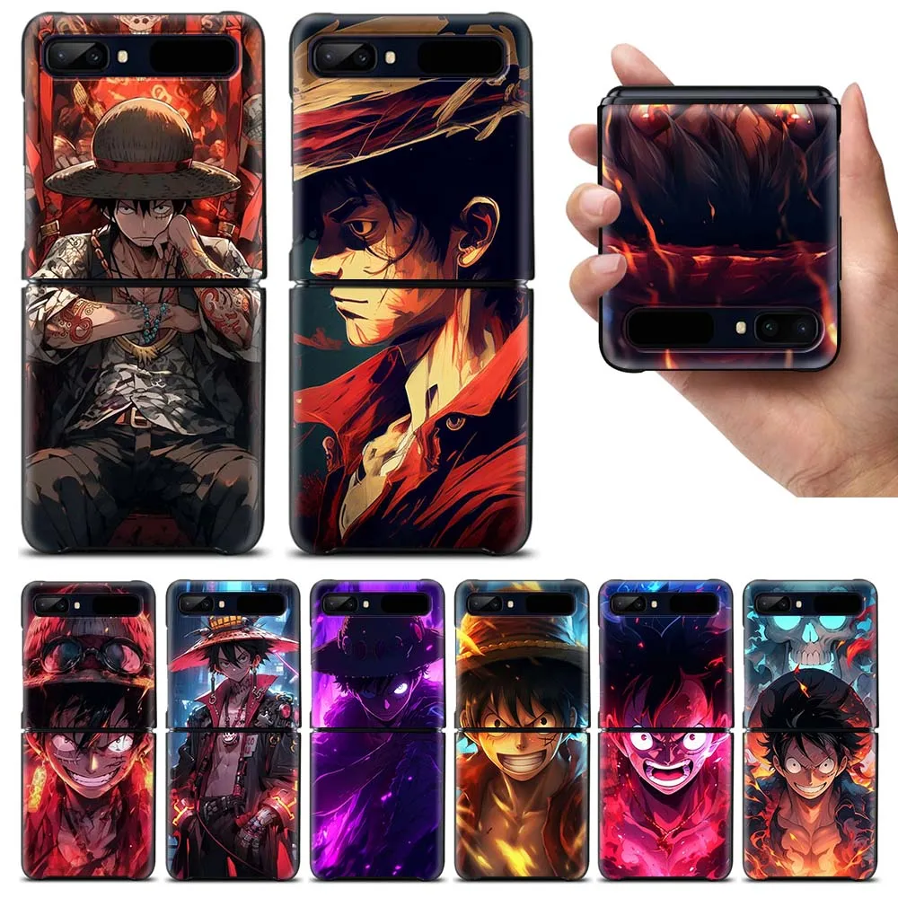 

Luxury One Piece Anime Luffy Cover Phone Case For Samsung Galaxy Z Flip 3 4 5 6 7 5G Shockproof Mobile Black Hard Shell