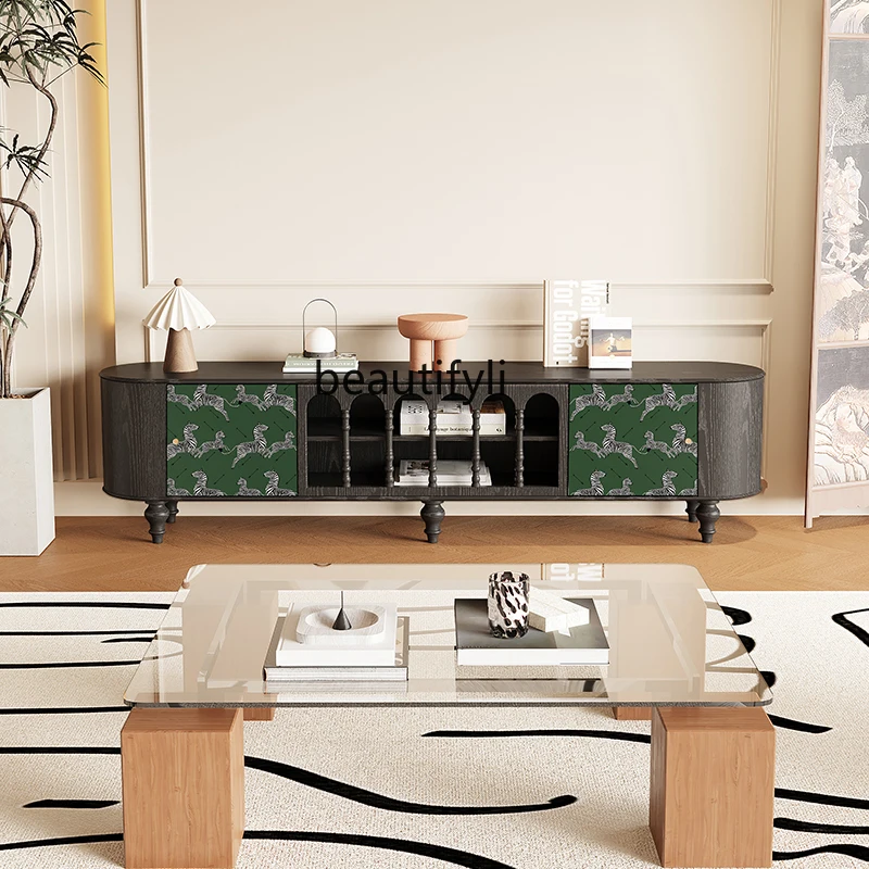 

French solid wood TV cabinet household living room dining side locker bedside cabinet
