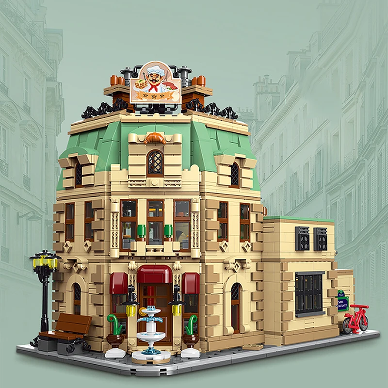 3104 قطعة مجموعات مكعبات بناء وحدات المطاعم الباريسية MOC نموذج الطوب العمارية الحديثة لعرض الشارع مع التفاصيل الداخلية