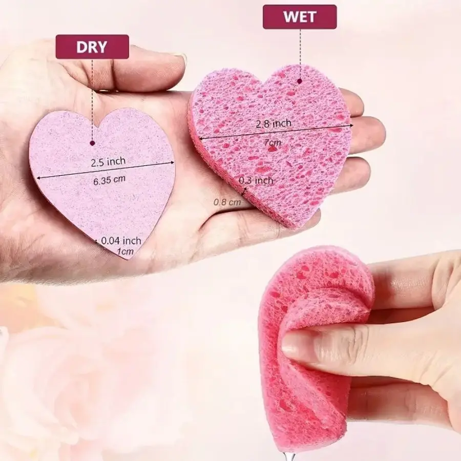 20 Pieces Facial Sponges Heart Shape Compressed Facial Sponges Natural Facial Cleansing Sponges Pads Exfoliating Sponges