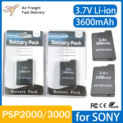3600mAh para SONY PSP2000 consola de juegos portátil batería de respaldo 2400mAh para SONY PS Lite PSP-2000 PSP-3000 PSP-3004 baterías