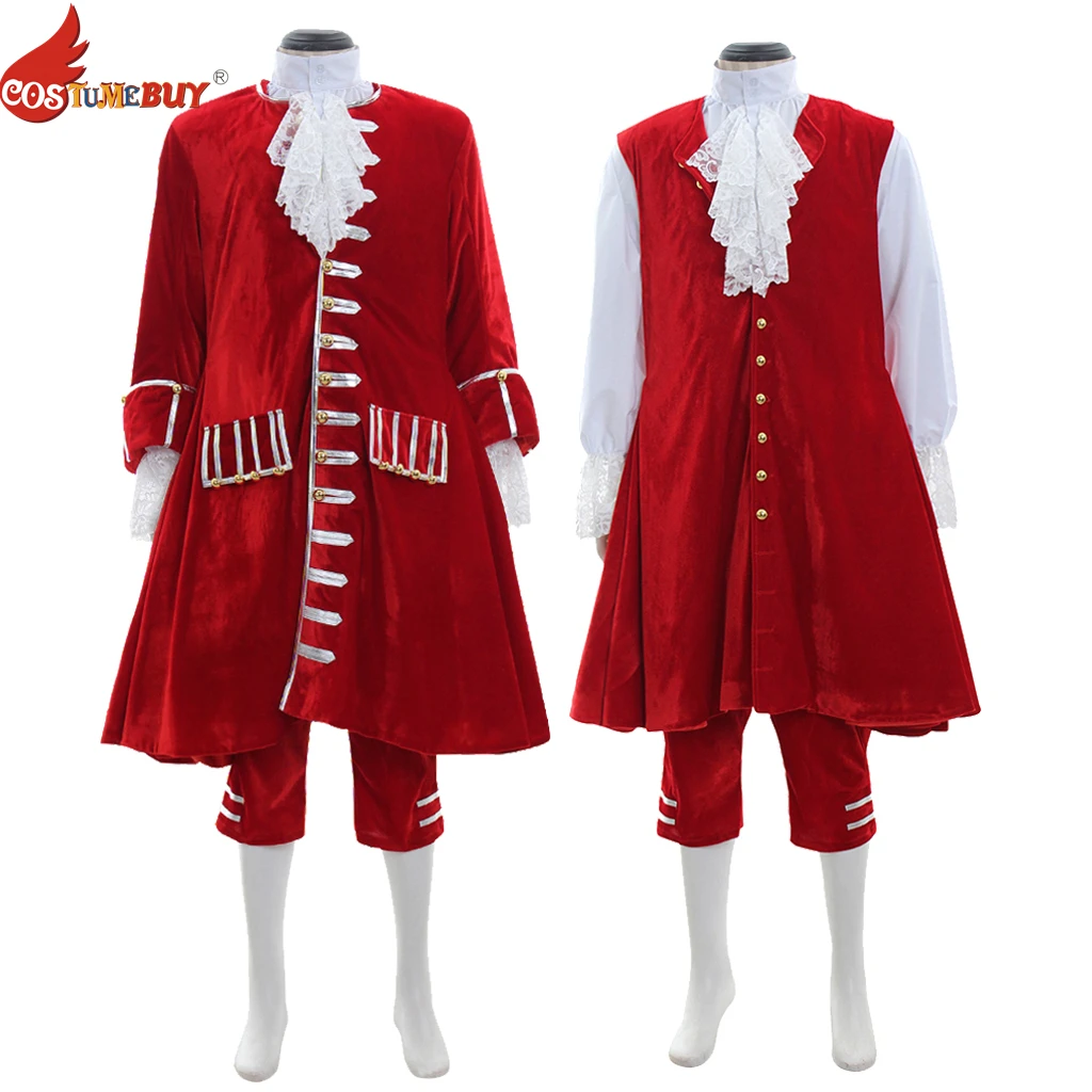 

Musical 18th Century Men's Red Velvet Suit Movie TV Stage Aristocrat Costumes Party Vintage Outfit +Jacket Pants Shirt Vest