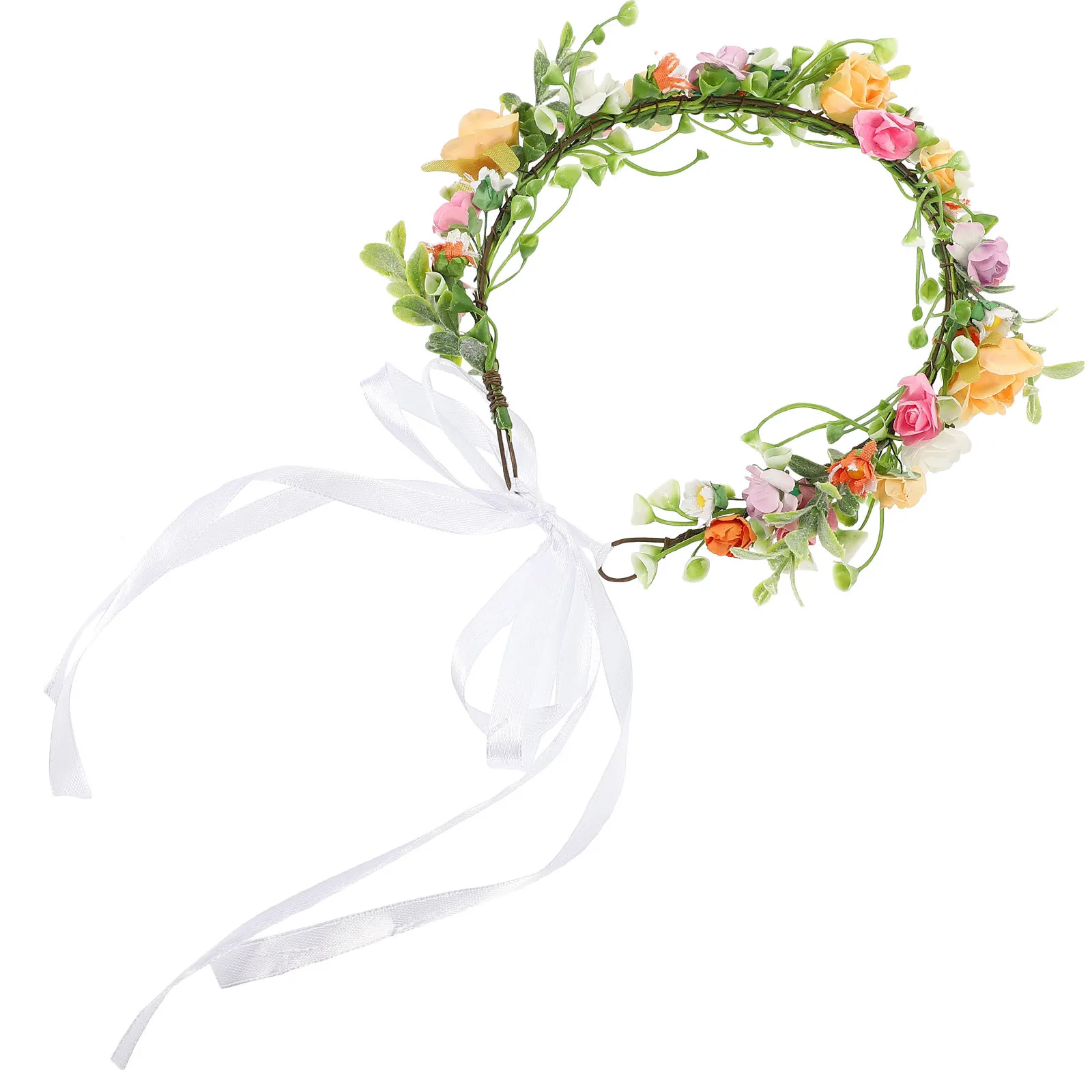 

Flower Wreath Headband Fake Realistic Flowers Wedding Party Bridal Hair Accessories Bride Headpiece Flower Headbands