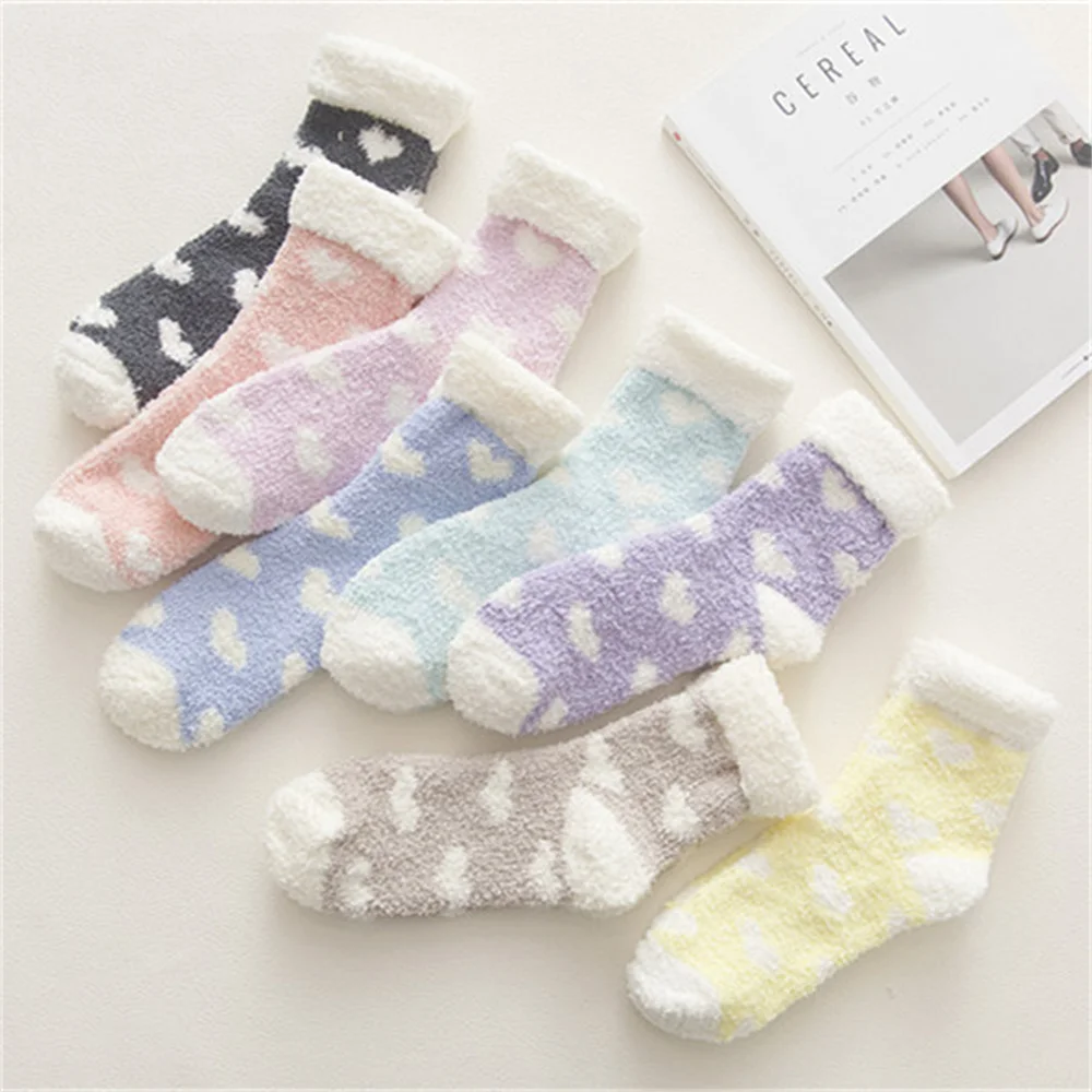 Women Cute Soft Elastic Coral Velvet Socks Winter Thick Warm Fluffy Socks Indoor Floor Towel Socks Breathable Wholesale 2022 NEW