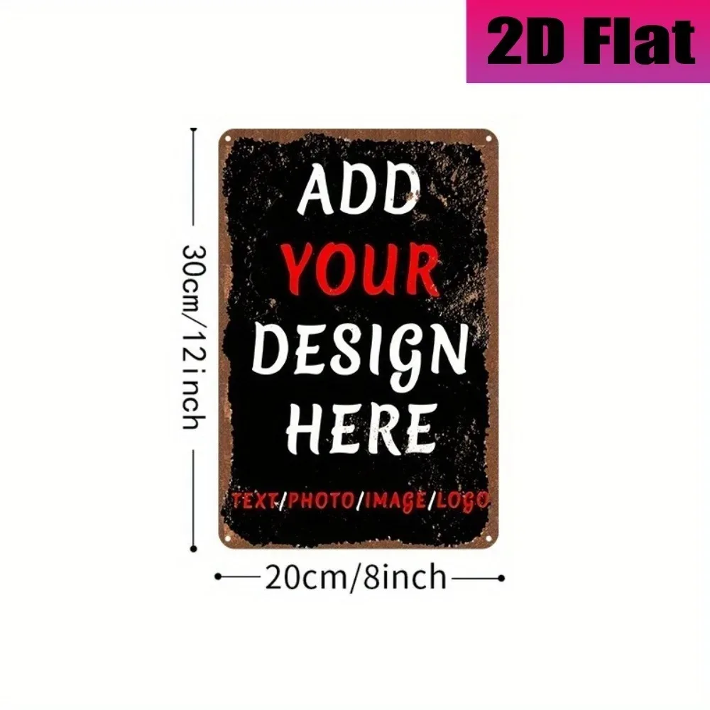 8×12Inch Customizable Vintage Thick Tin Plaque Personalized Custom Photo Logo Texture Waterproof Home Office Wedding Wall Decor