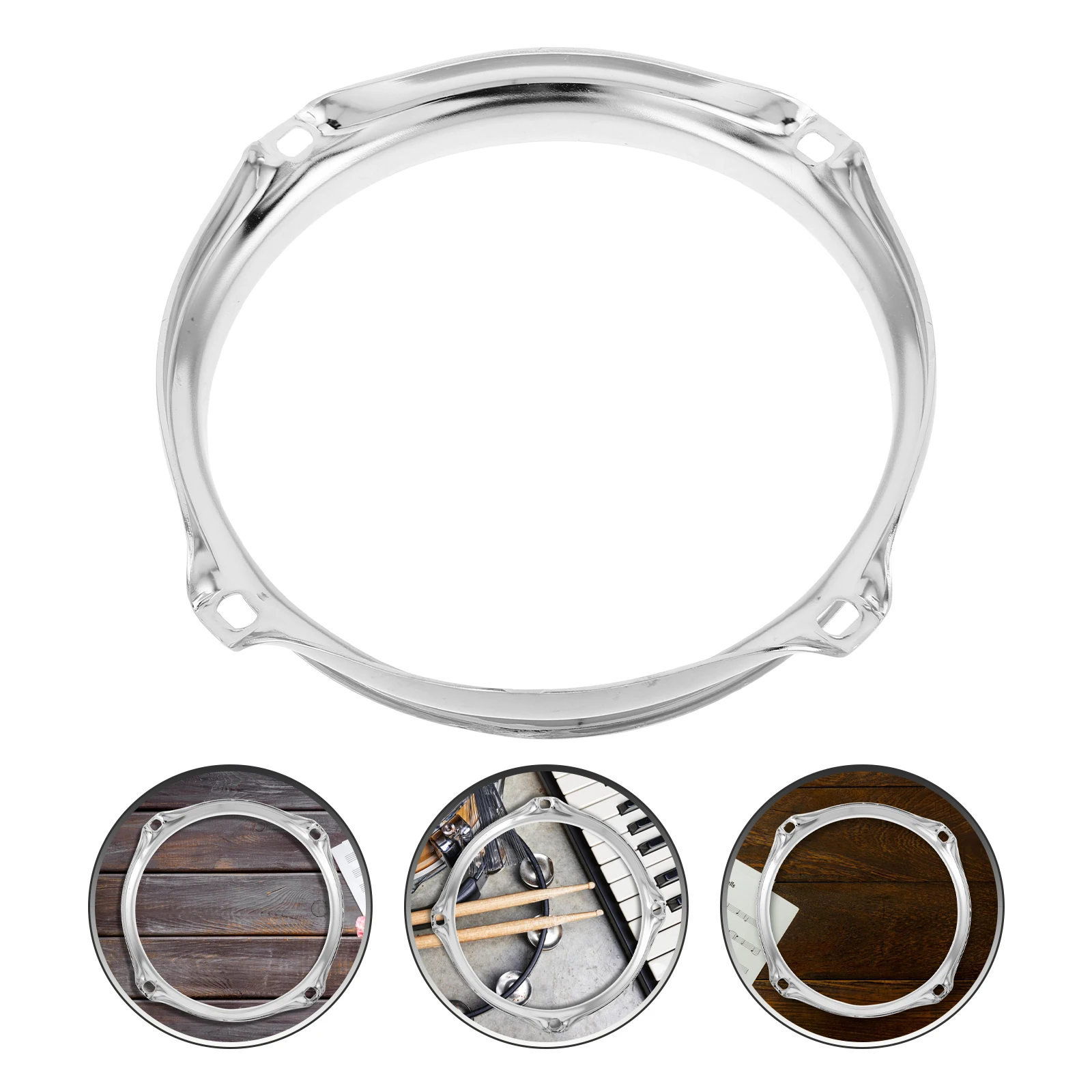 

Silver Bass Drum Hoop Clamp Drum Rim Protector For Musical Instruments Durable Metal Hoop Easy Installation Performance