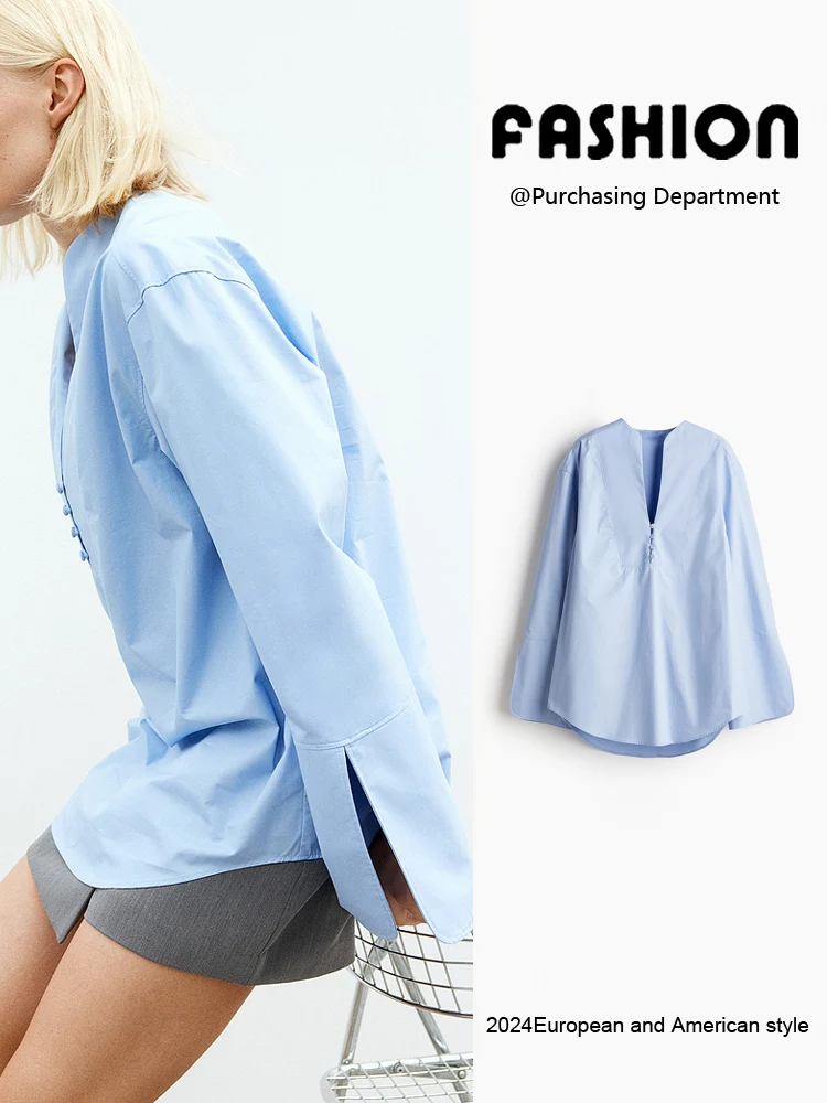 Faionable Casual Loose Fit Long Sve Dr irt New Autumn Women's Clothing Versatile Commute Sle Regular Thin V-...