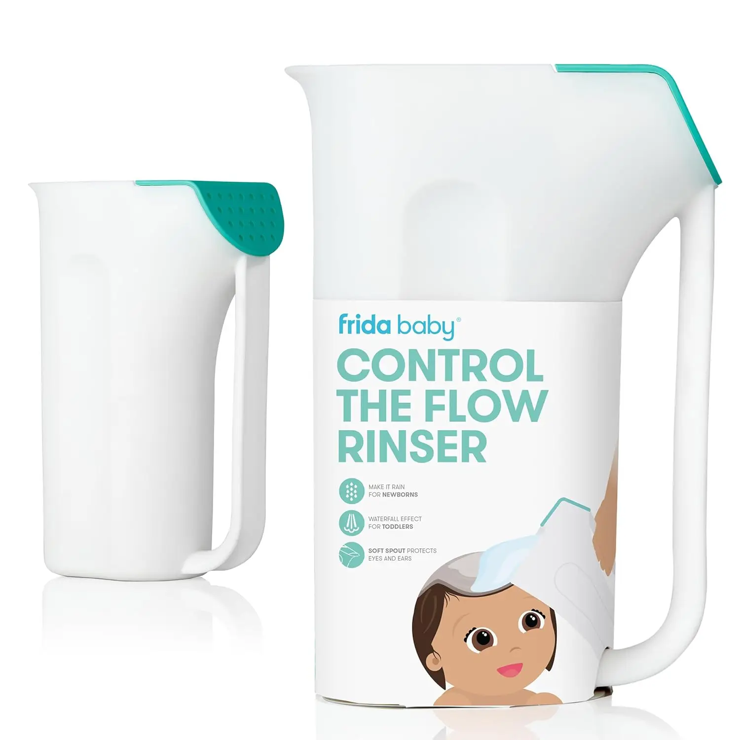 

Baby Control The Flow Bath Rinse Cup, Tear Free Rinser to Wash Hair and Body with Easy Grip Handle and Removable Rain Shower, Ma