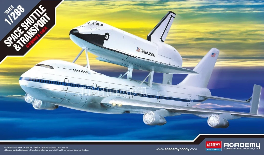 مجموعة نماذج مقياس الأكاديمية 12708 1/288 مكوك الفضاء مع محمل 747 #1