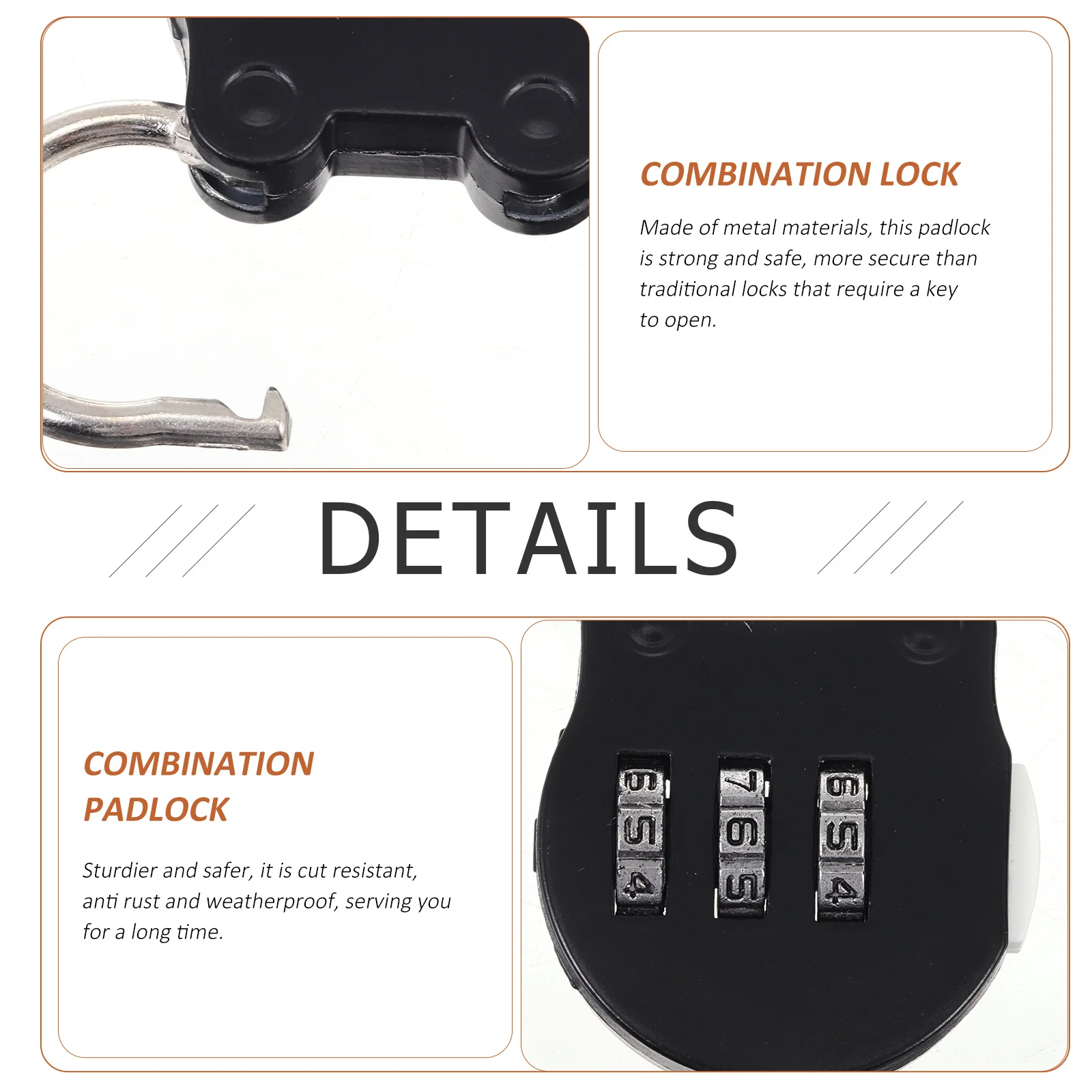 

4 pcs 3- Combination Padlock Metal Password Locks Cut Resistant Anti-Rust Security Locks For Gym Lockers School Lockers
