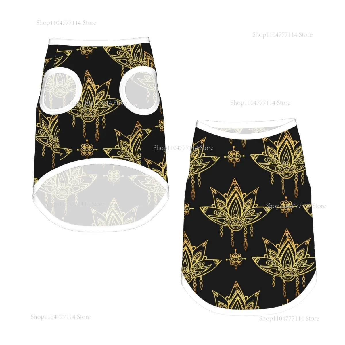

Летняя одежда для кошек и собак, дышащие жилеты для собак, жилет для щенков и кошек, чихуахуа, геометрический золотой индийский лотос и мандали, спортивные рубашки для мопсов