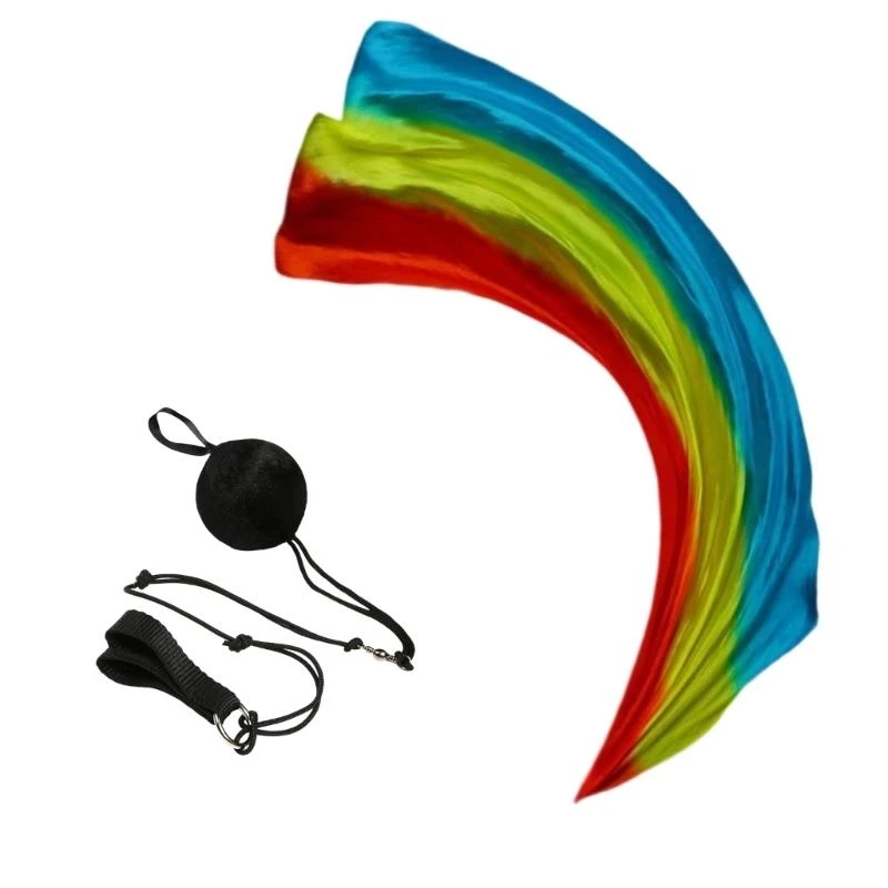 1Pc Zijden Sluier + 1 Pc Poi Chain Bal Vrouwen Buikdans Zijden Sluier Poi Streamer Gegooid Ballen toneelvoorstellingen Rekwisieten Geschenken