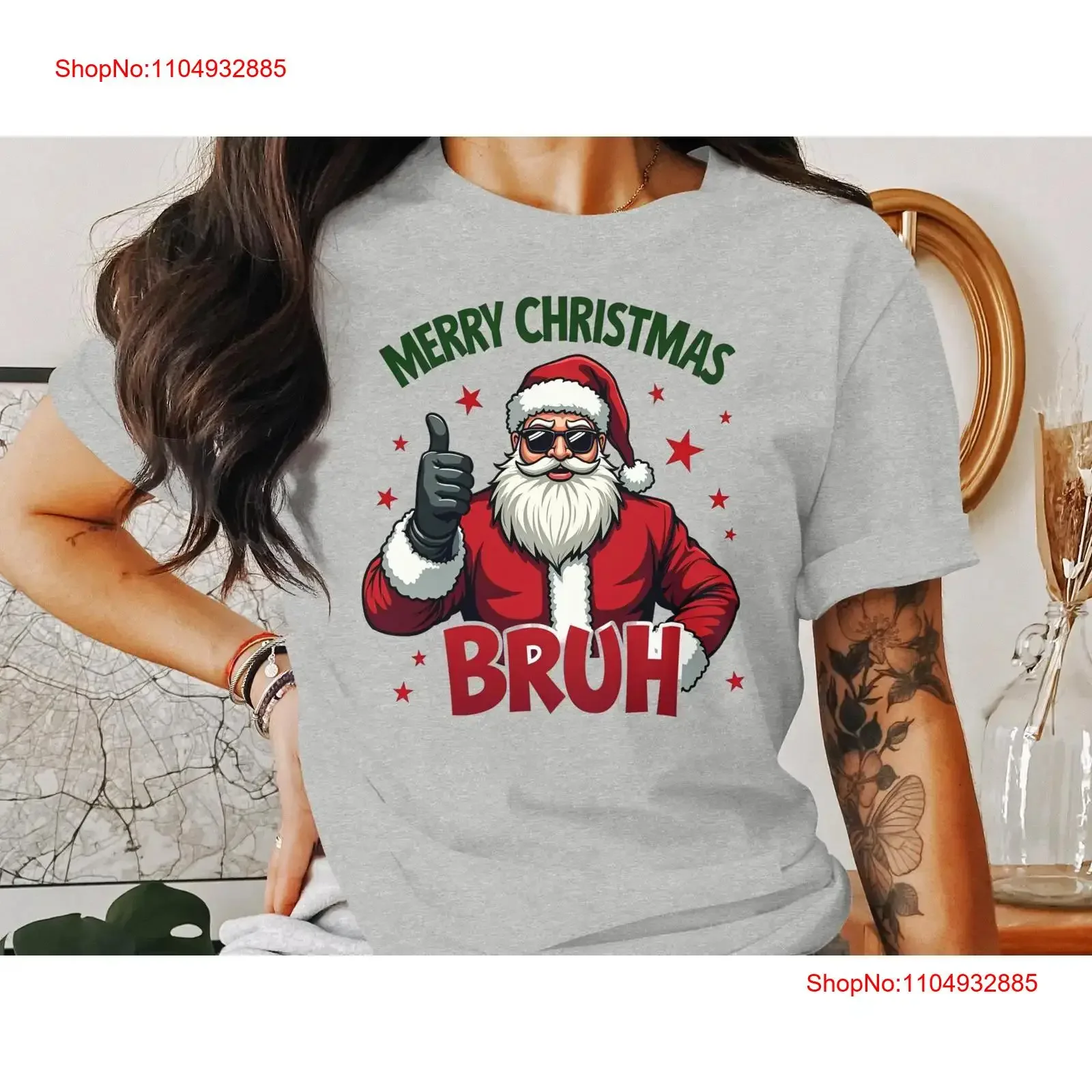 

Funny Merry Christmas Bruh Santa T Shirt Cool Claus Holiday Apparel Idea Festive for Xmas Parties vintage Washed Comfortable