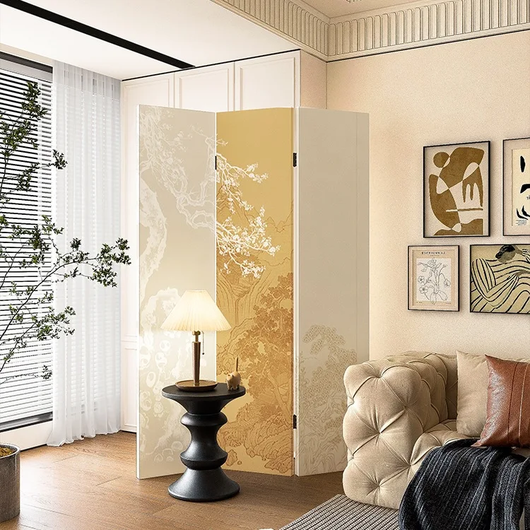 Screen partition living room bedroom block home folding mobile decorative landscape background folding wood