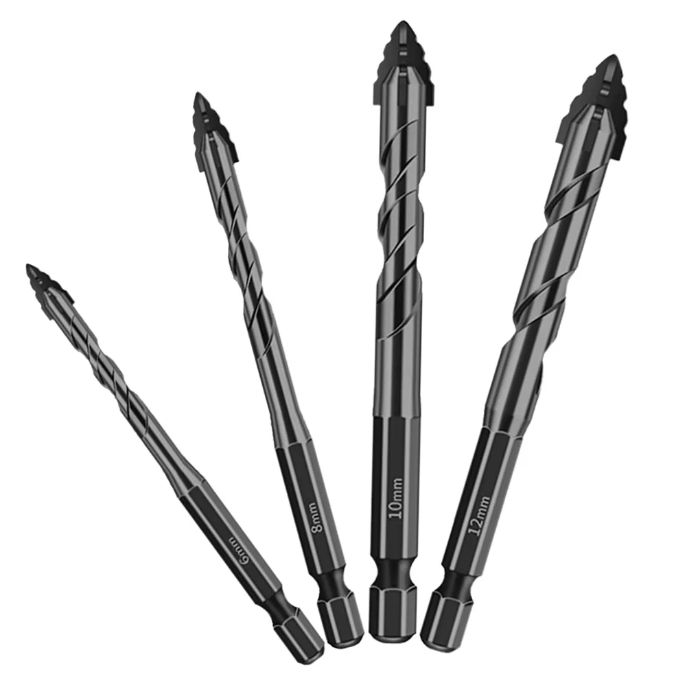 1pc Four-Flute Eccentric Drill Bit For Drilling Glass Tile Hard Plastic Cement Granite Concrete Punching Triangle Drill Bit