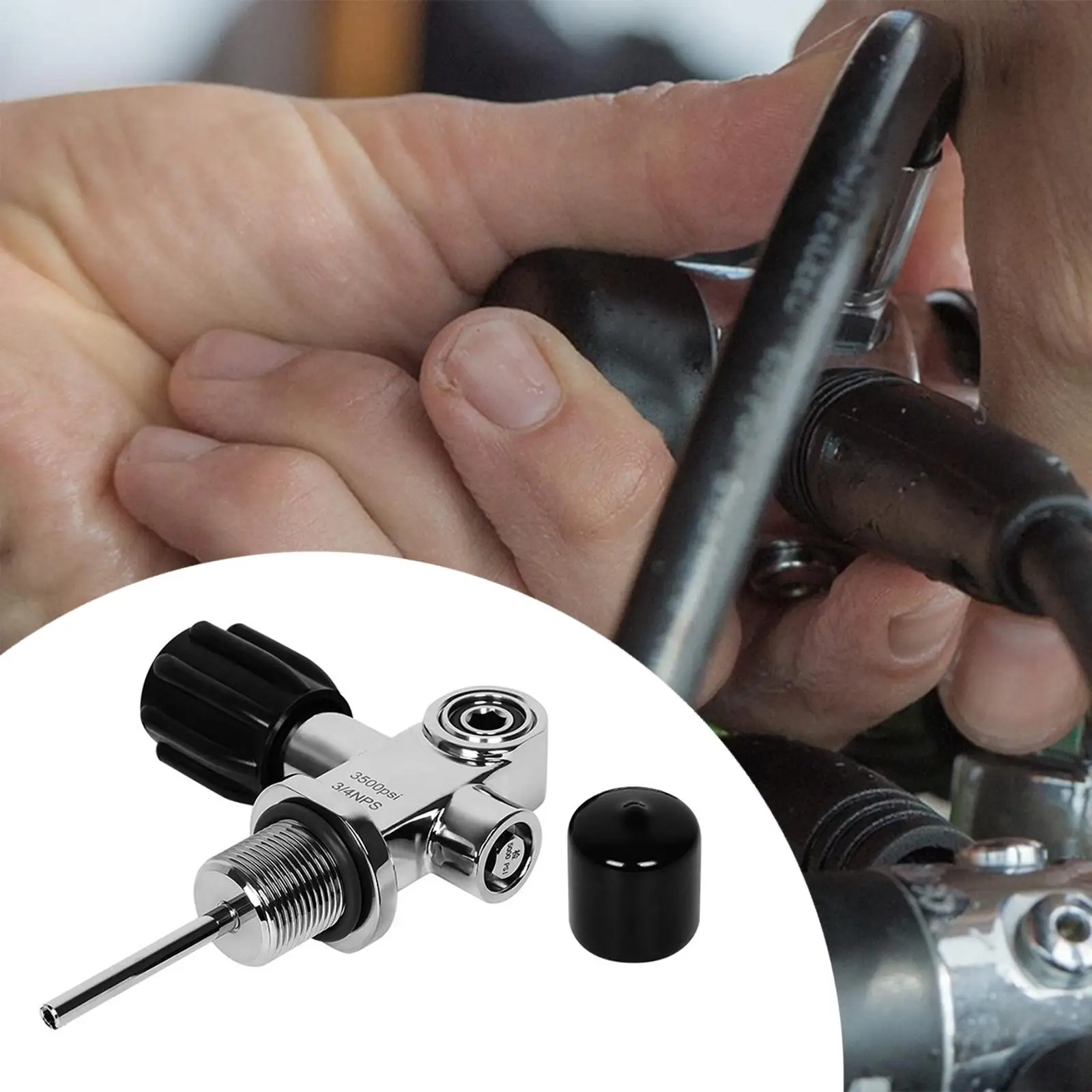 

3/4" Nps 3500PSI Scuba Diving Cylinder Valve Replacement 10.6x9.7cm Professional