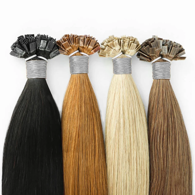 Straight I Tip Hair 100% Natural Real Virgin Human Hair Extensions Bulk Set Keratin Capsule 613 Brown Blonde Color 18-30 Inches