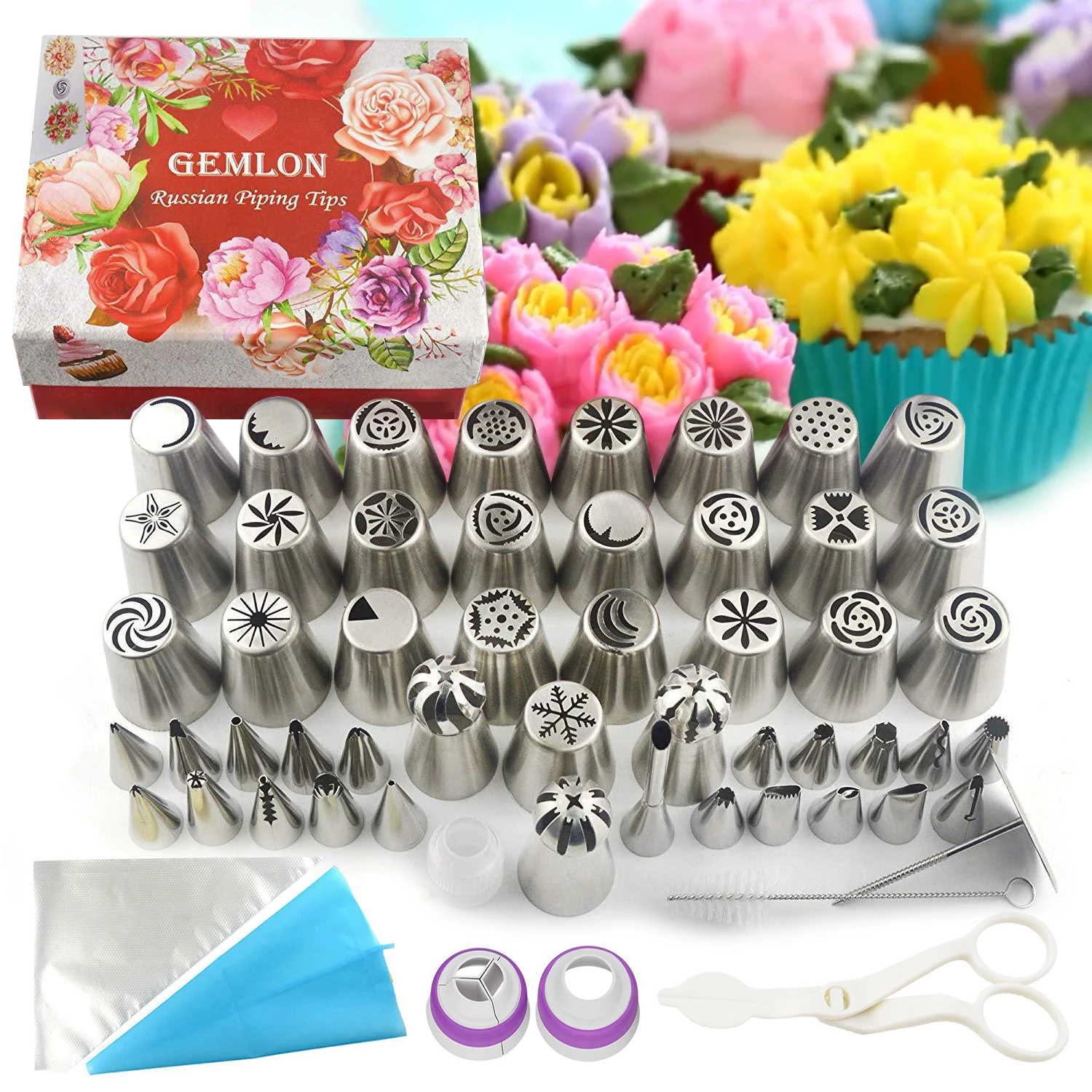 

88PCS/SET Stainless Steel Russian Tulip Icing Piping Nozzles Flower Cream Pastry Tip Kitchen Cupcake Cake Decorating Tools