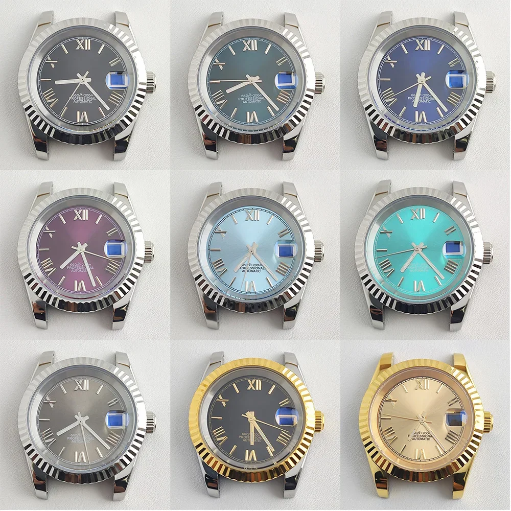 

NH35 Case NH35 Dial Hands 36/39mm Sapphire Glass Tooth Bezel Transparent Case Back Watch Parts for Datejust NH35/ NH36 Movement