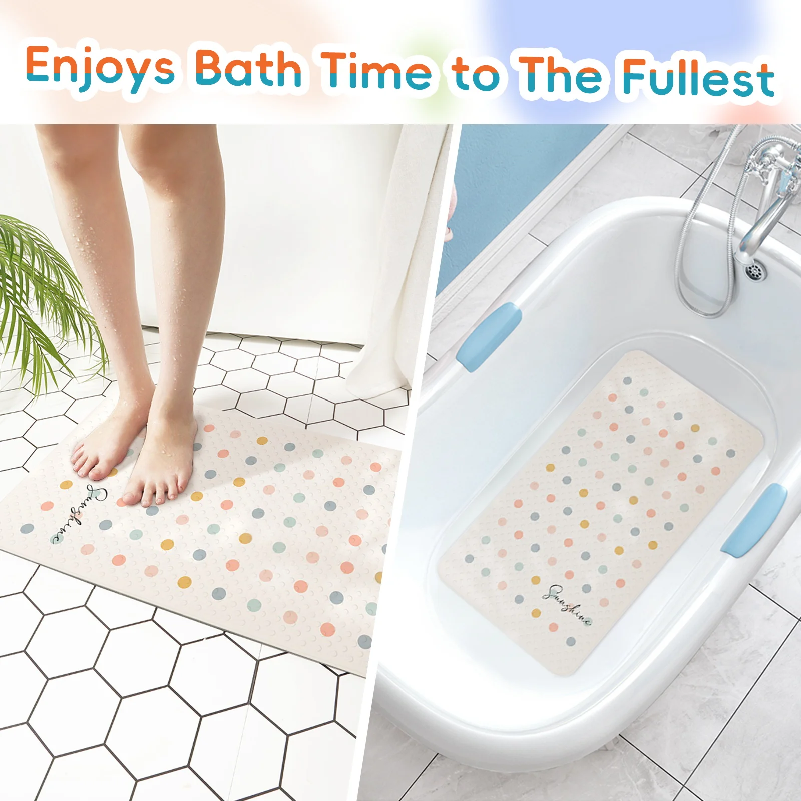 

Bathtub Mat Shower Mats - Cute Cartoon Cream Style Non-Slip Bathroom Bathtub Bath Mat for Tub, Non-Skid Shower Mats for Floor