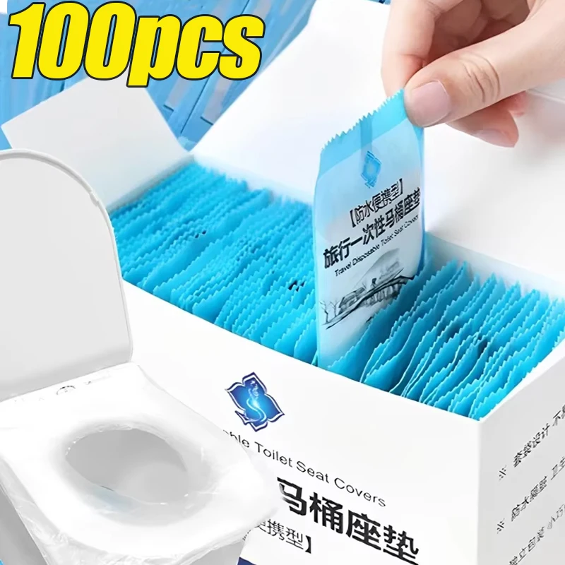 100/5PCS Disposable Toilet Seat Cover Portable Safety Toilet Lid Pad Travel Camping Bathroom Waterproof Toilet Seat Pads Cushion