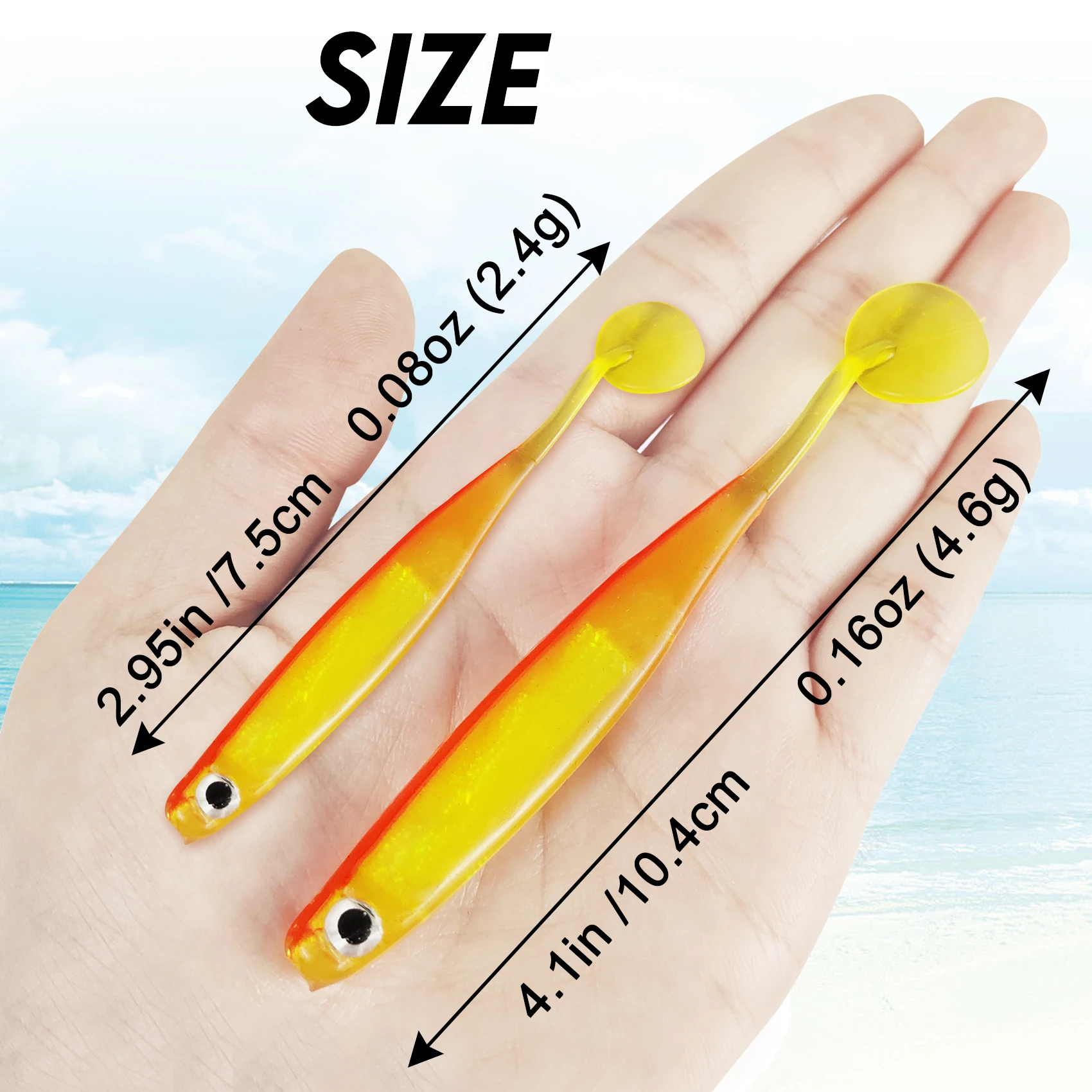 Eupheng 6pcs Fishing Soft Plastic Lures Paddle Tail Swimbaits Shad Worm Minnow Swim Bait Bass Trout Walleye 75mm 104mm