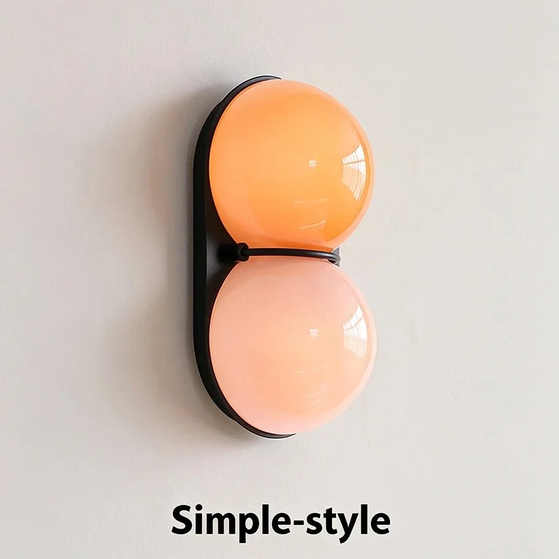 Modern Minimalist Double Globe Wall Sconce Glass Wall Lamp Metal Frame Wall Light for Bedroom Corridor Living Room Decor