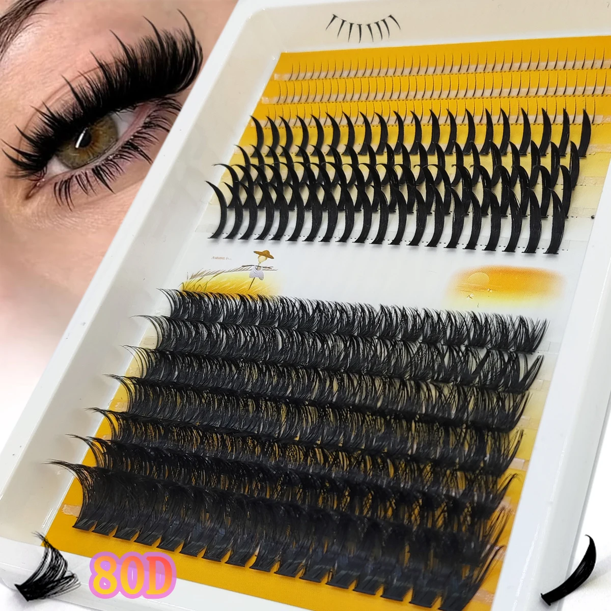 

HBZGTLAD 80D-120D eyelash cluster with bottom and spiky volume DIY anime eyelash cluster extends eyelashes