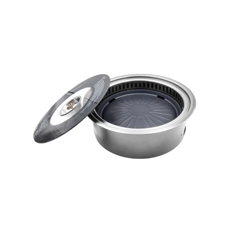 smokeless electric grill Commercial round grill tray Embedded grill Smoke purification Self-service barbecue table