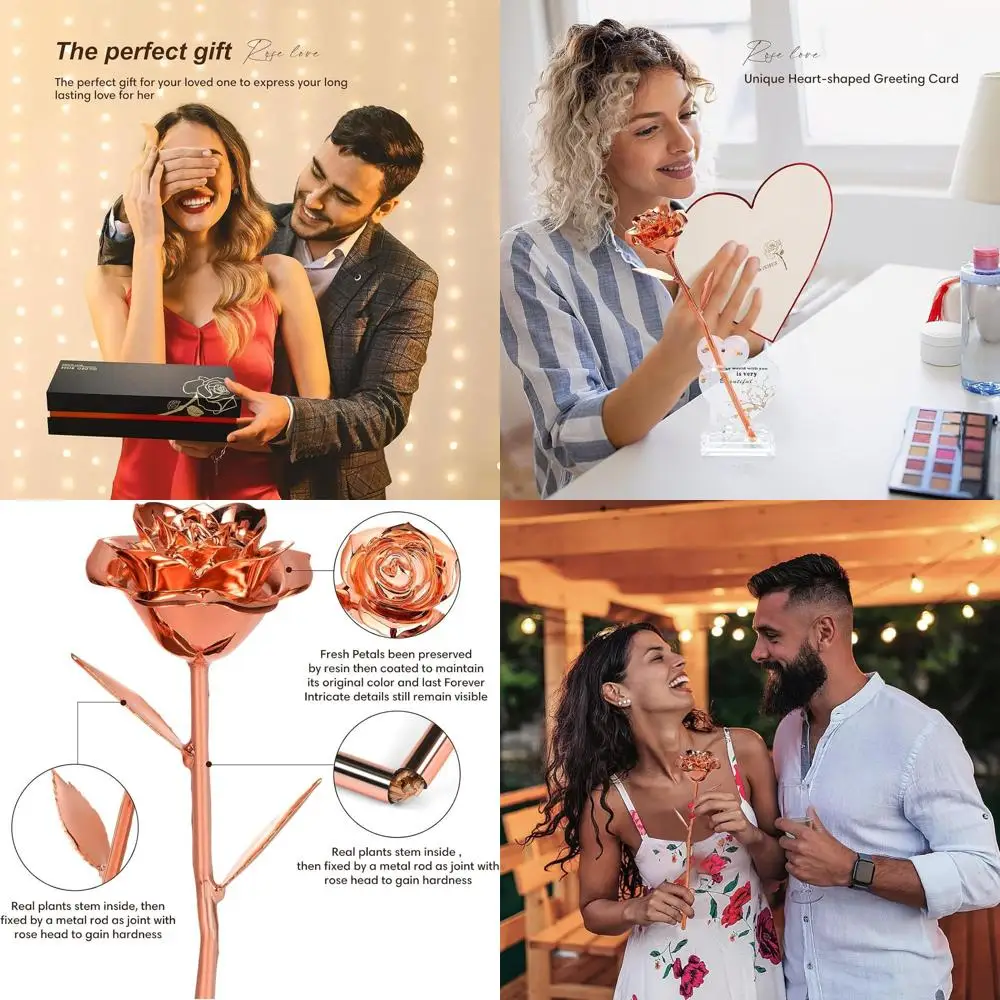 

Вечная роза из смолы цвета розового золота для подарков на День рождения, День святого Валентина, День матери или годовщину