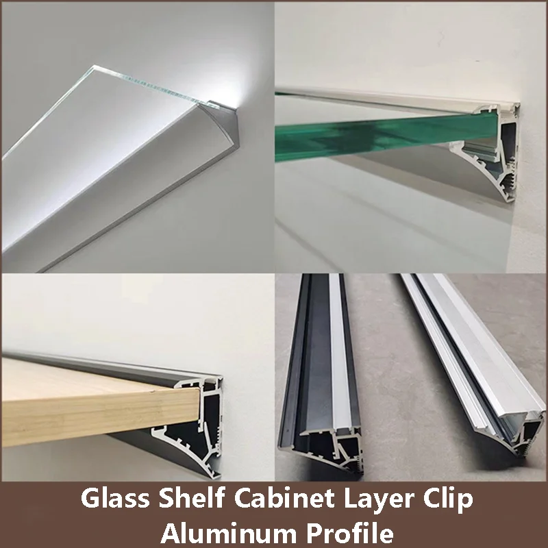 

0.5/1M Up Glowing Cabinet Layer Clip Aluminum Profile Channel Glass Shelf Showcase Wardrobe Bookcase Cabinet Hard Strip Light