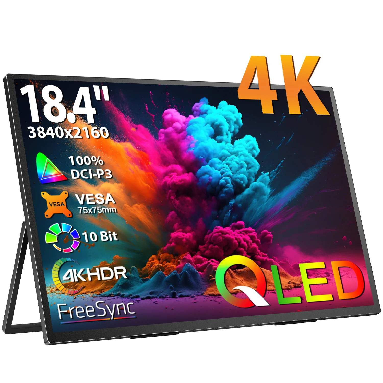 

18.4 inch 4K Portable Monitor 3840*2160 QLED 100%sRGB External Mobile Screen for Laptop MAC Xbox PS5 Switch Computer PC Display